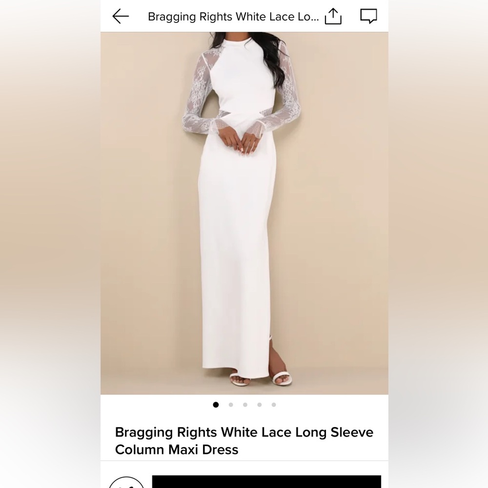Lulu's White Lace Long Sleeve Maxi Dress